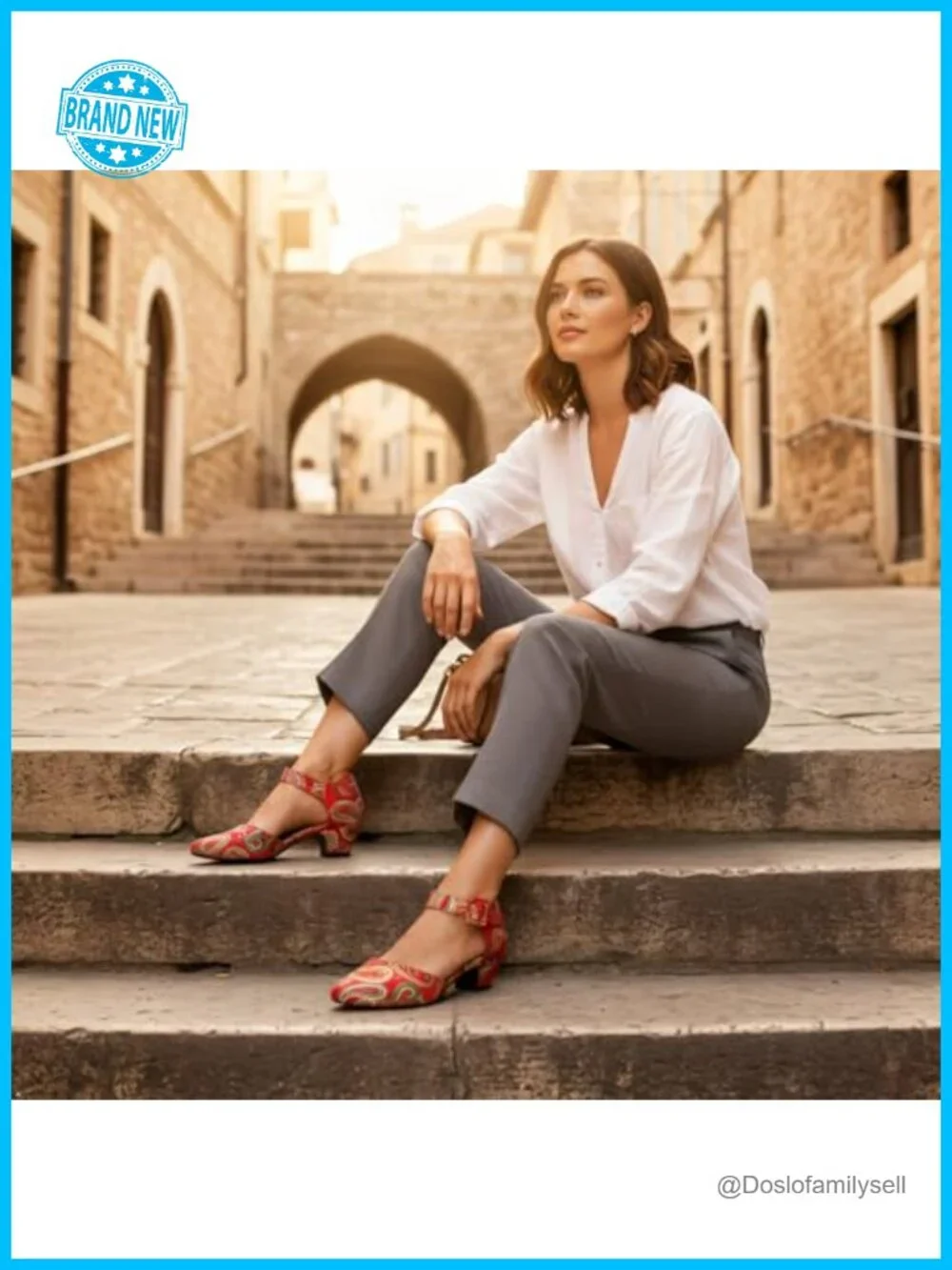 Women's Closed Toe Low Chunky Heel Pumps Ankle Strap Dress Shoes